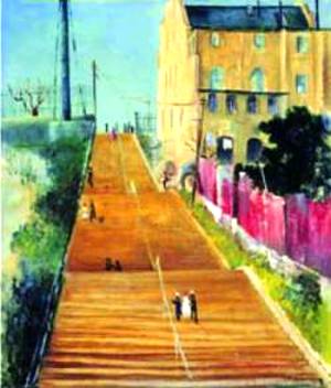 Gem&auml;lde der Mc Elhone Stairs in Sydney