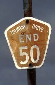 Ende der Route 50 bei Murray Mouth