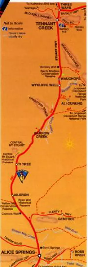 Karte Tennant nach Allice Springs