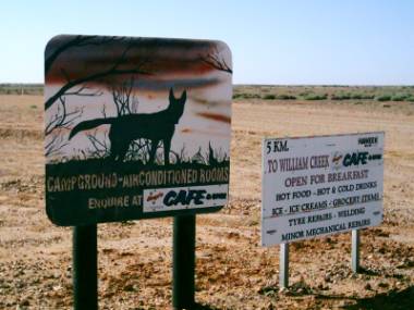 Dingo Schild vor Williams Creek