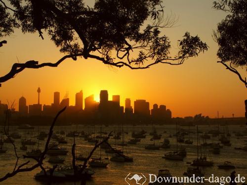 Sonnenuntergang Sydney - Skyline bei Nacht