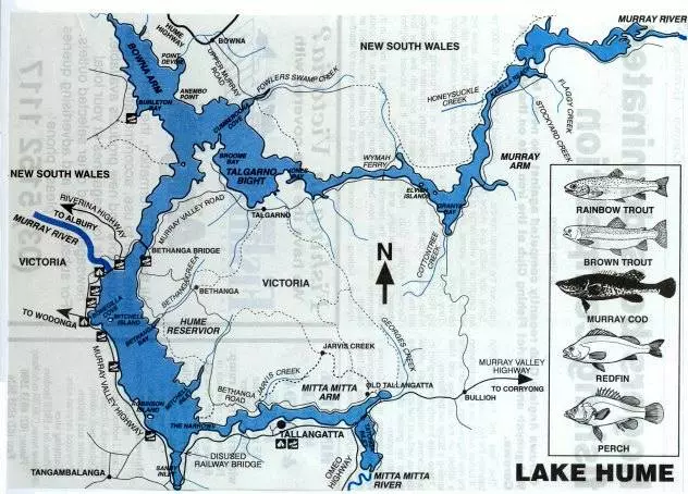 Karte des Lake Hume