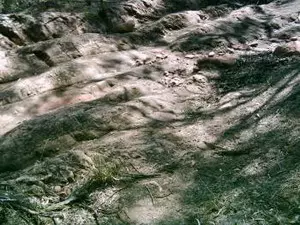 Telowie Gorge Wasserspuren im Basalt
